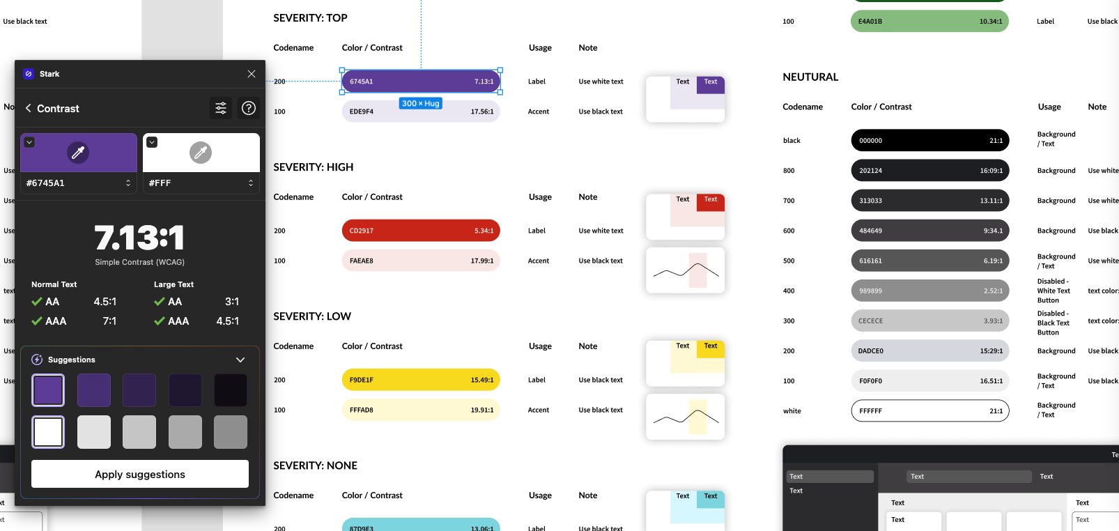 Color tokens checked against WCAG contrast with Stark