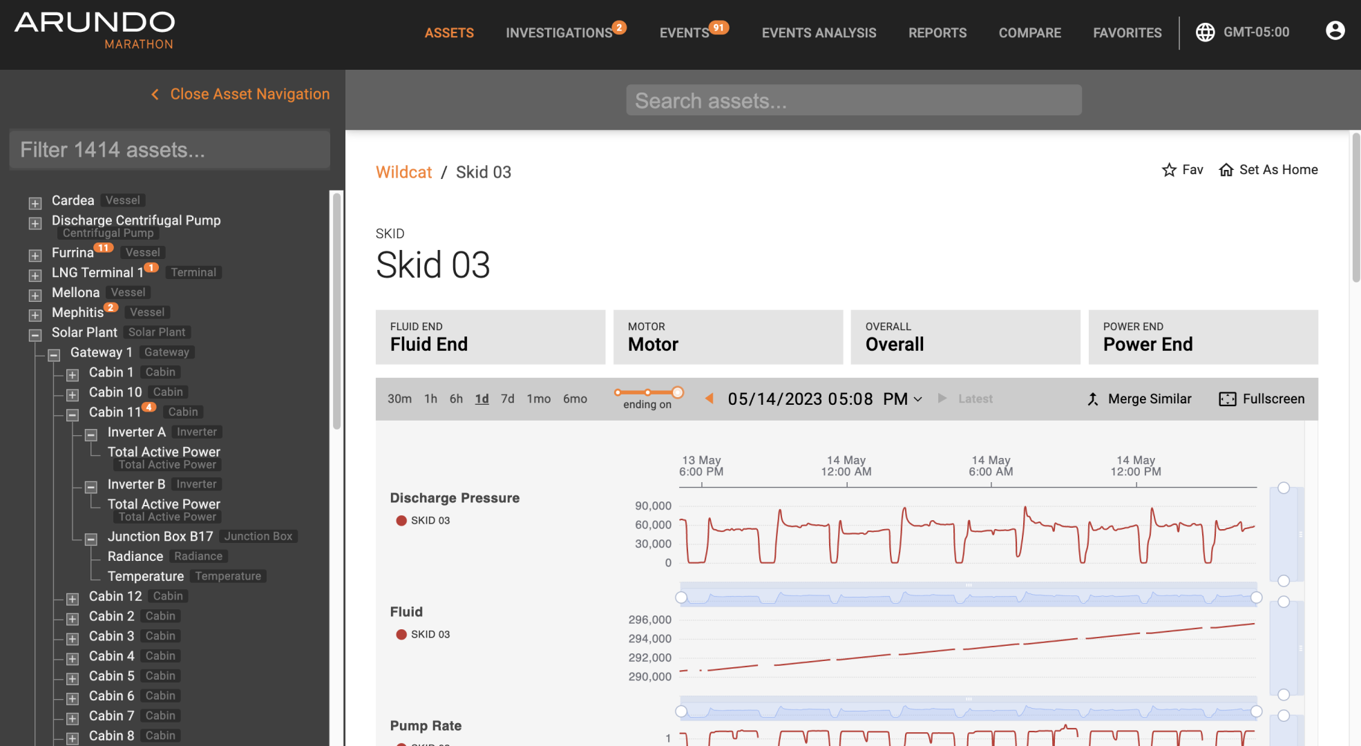 Before: Assets page with crowded top navigation