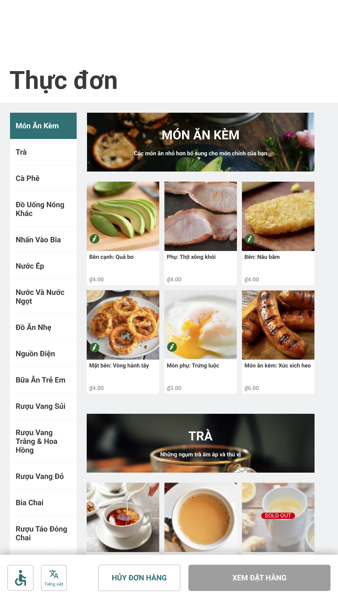 Fully localized Vietnamese kiosk menu with categories and item grid