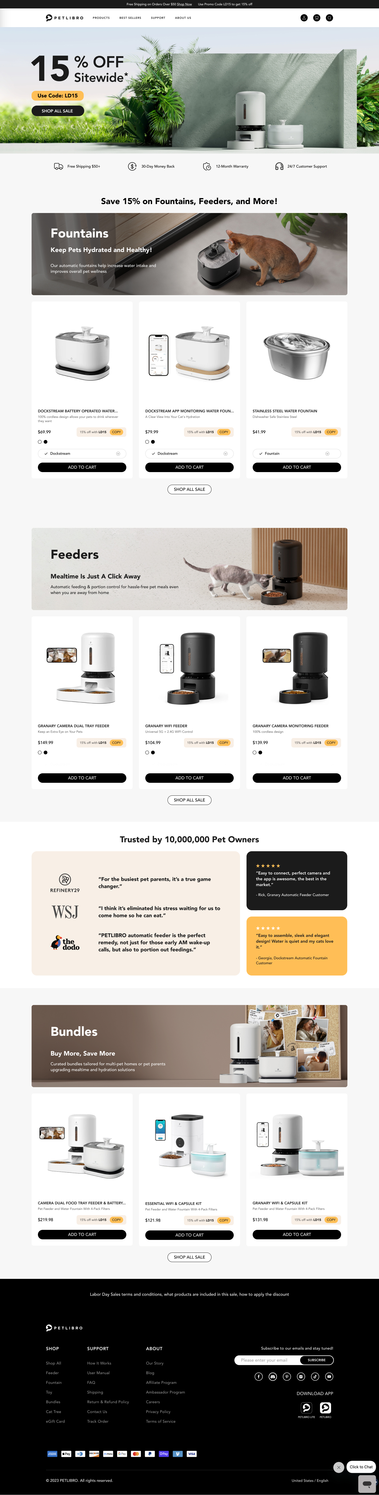 Petlibro campaign website on iPad
